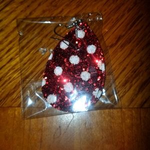 Brand new red and white glitter Christmas earrings